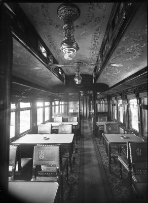 Speisewagen der Compagnie Internationale des Wagon Lit (CIWL), Innenraum, 1899